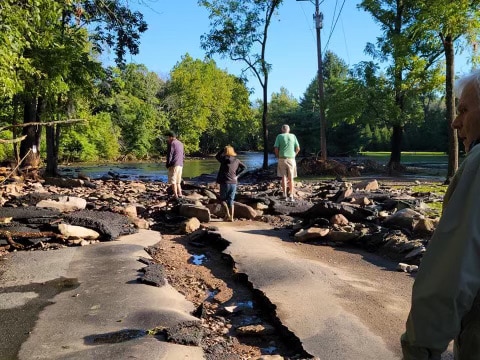 Damage to Lower Creek Rd near Stockton, NJ